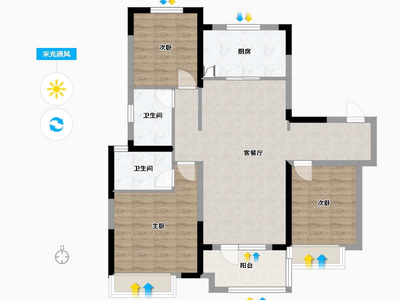 山东省-济南市-中海九樾府-92.18-户型库-采光通风