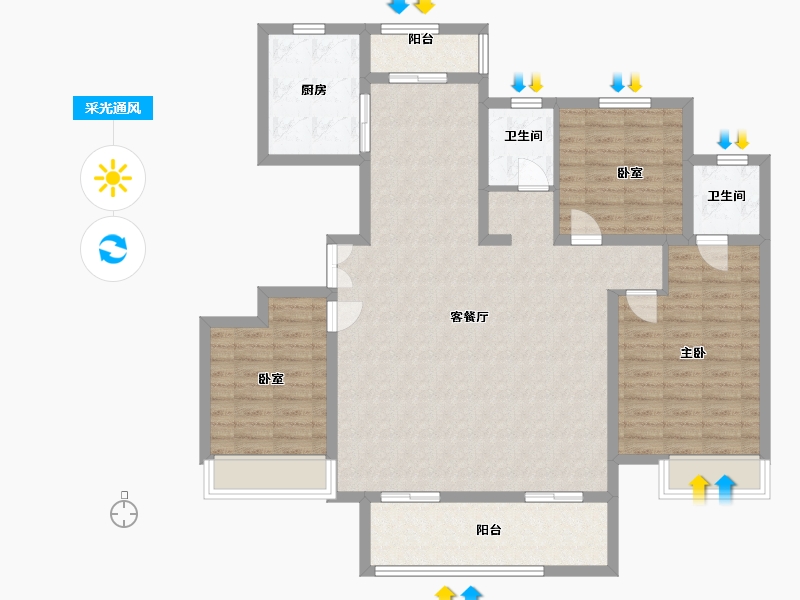 河南省-周口市-希尔顿逸林府-117.00-户型库-采光通风