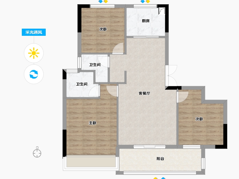 浙江省-衢州市-志城江山赋-85.88-户型库-采光通风