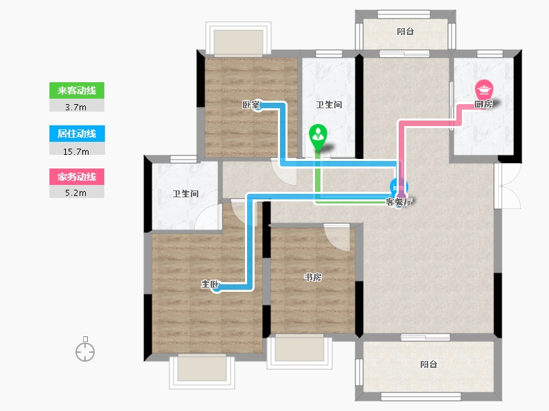 湖北省-荆州市-博森翰林城-95.00-户型库-动静线