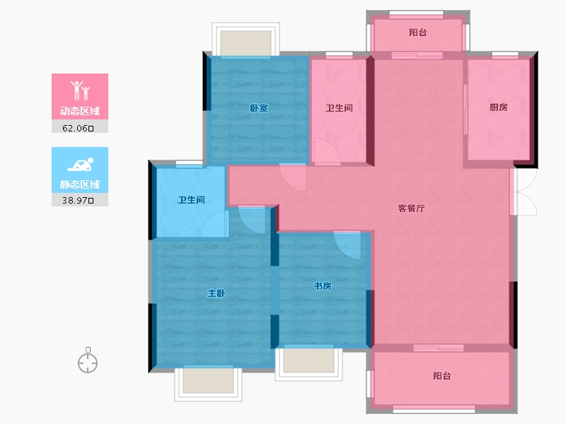 湖北省-荆州市-博森翰林城-95.00-户型库-动静分区