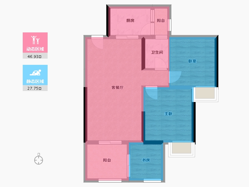 四川省-绵阳市-阳光西雅图二期-66.64-户型库-动静分区