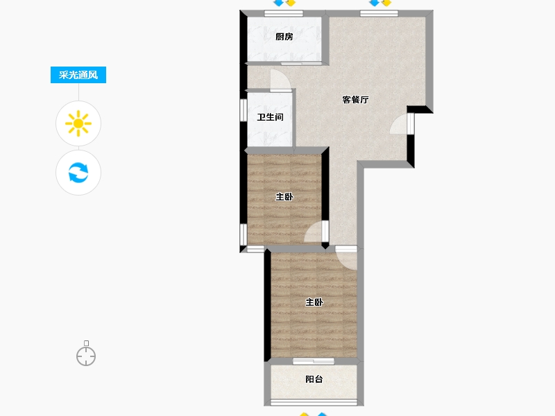 浙江省-杭州市-沁香公寓-60.00-户型库-采光通风