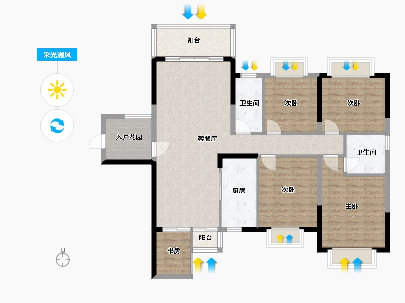 广西壮族自治区-玉林市-东城丽景-130.00-户型库-采光通风