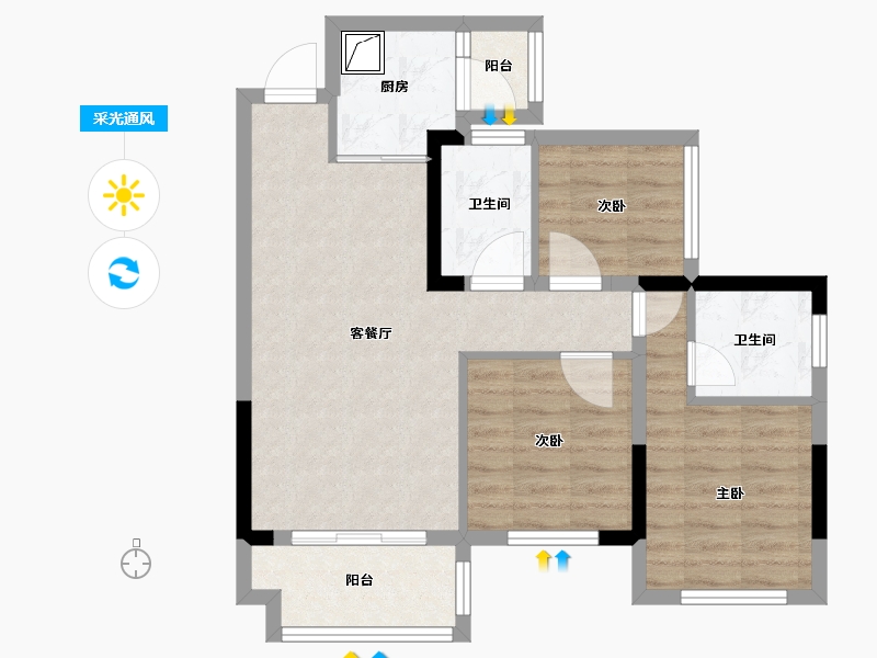 四川省-南充市-敏捷星汇源著-68.00-户型库-采光通风