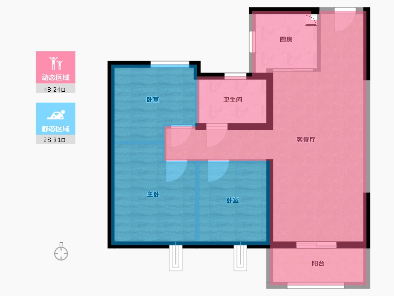 山东省-德州市-保利城-70.95-户型库-动静分区