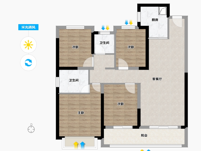 浙江省-温州市-锦悦府-99.00-户型库-采光通风