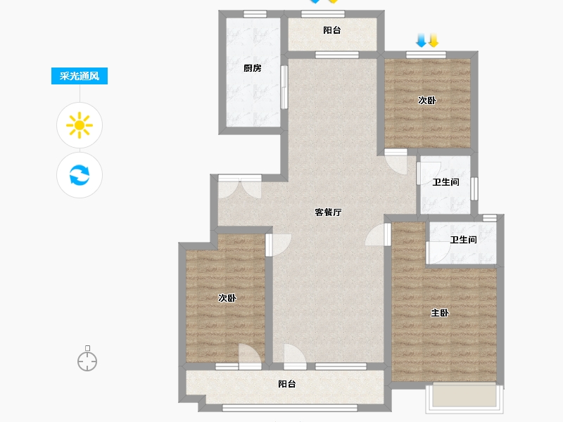 山东省-济宁市-博观江悦-105.42-户型库-采光通风