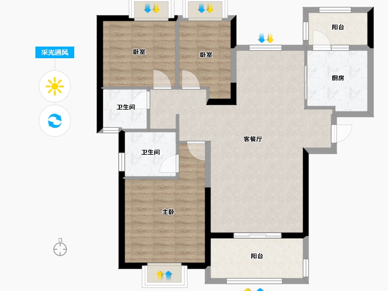 甘肃省-定西市-恒大悦龙台-95.00-户型库-采光通风