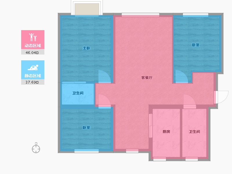 河北省-唐山市-骏兴园-76.00-户型库-动静分区