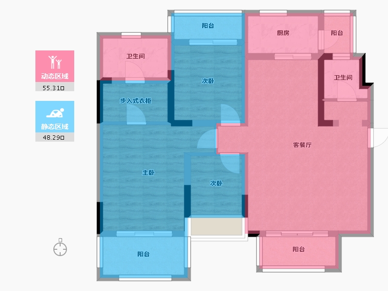 四川省-资阳市-朗基香樾府-86.00-户型库-动静分区