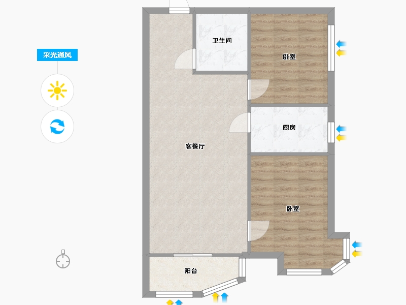 河北省-廊坊市-天洋城4代-北区-70.00-户型库-采光通风