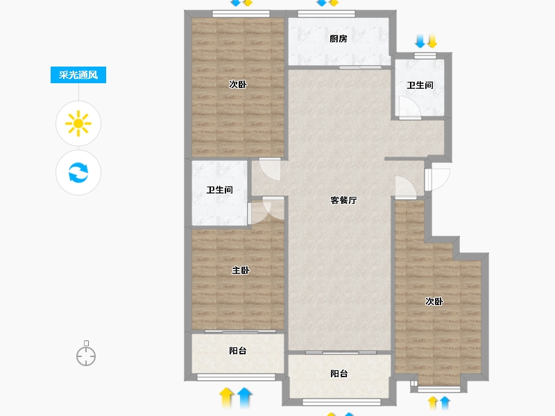 山东省-泰安市-新城悦山湖-95.00-户型库-采光通风