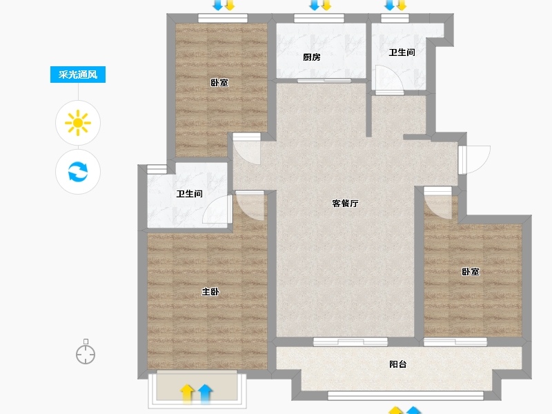 河北省-沧州市-学府名苑三期-95.00-户型库-采光通风