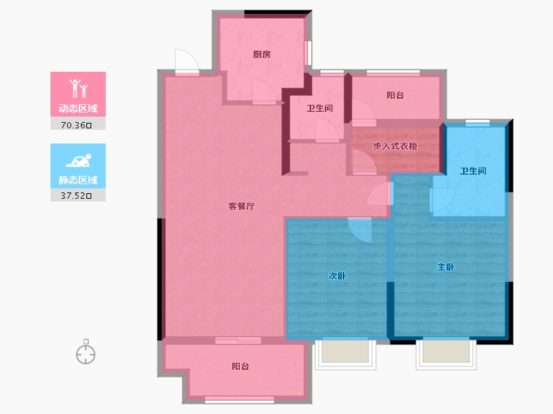 江苏省-苏州市-颐和天樾-96.67-户型库-动静分区