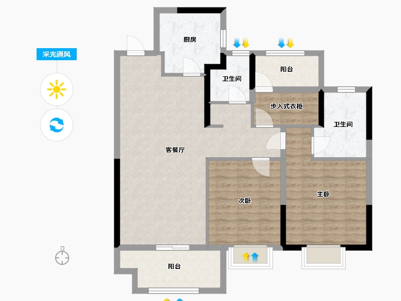 江苏省-苏州市-颐和天樾-96.67-户型库-采光通风