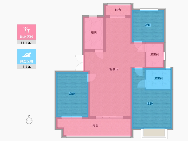 浙江省-宁波市-合生杭州湾国际新城-天璞湾-97.76-户型库-动静分区