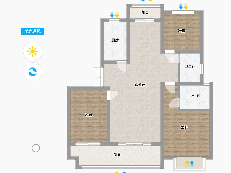 浙江省-宁波市-合生杭州湾国际新城-天璞湾-97.76-户型库-采光通风