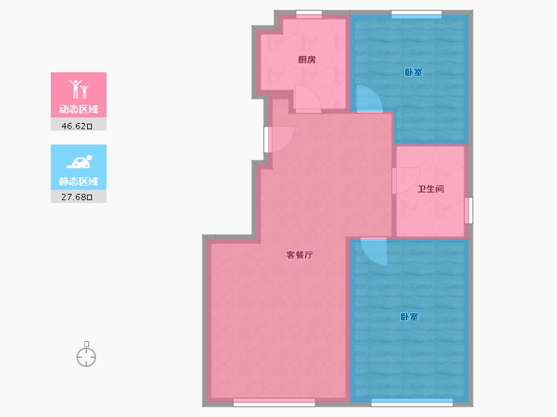 辽宁省-大连市-金地中央公园-67.00-户型库-动静分区