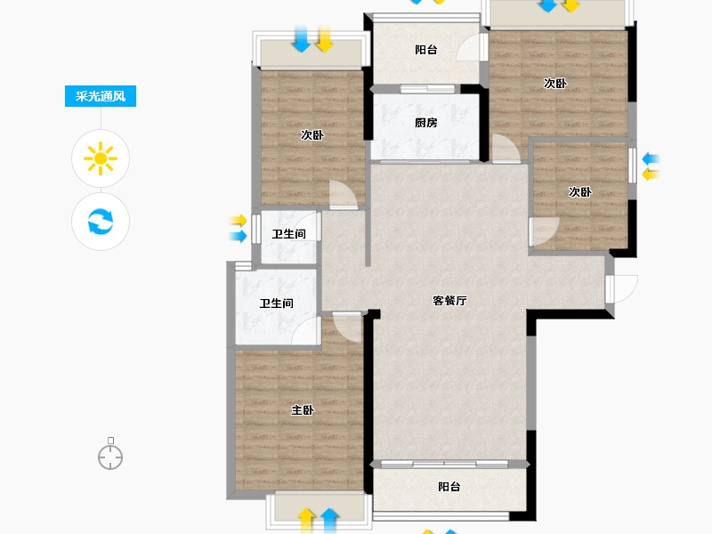 广东省-汕头市-联泰香域滨江-114.00-户型库-采光通风