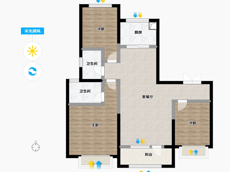 河北省-石家庄市-弘石湾-97.40-户型库-采光通风