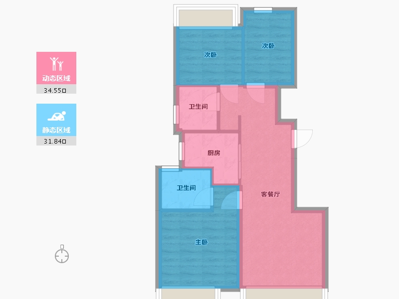 北京-北京市-新城熙红印-67.00-户型库-动静分区