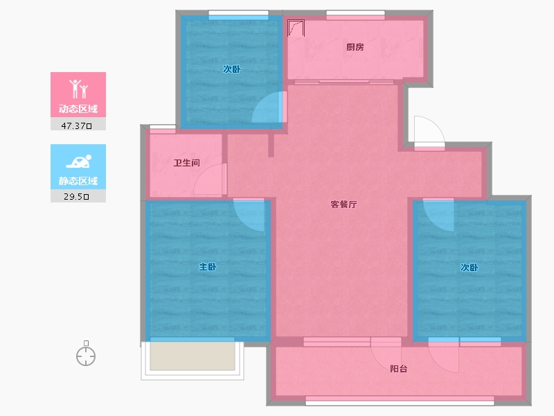 山东省-青岛市-顺城万科海潮云起-72.00-户型库-动静分区