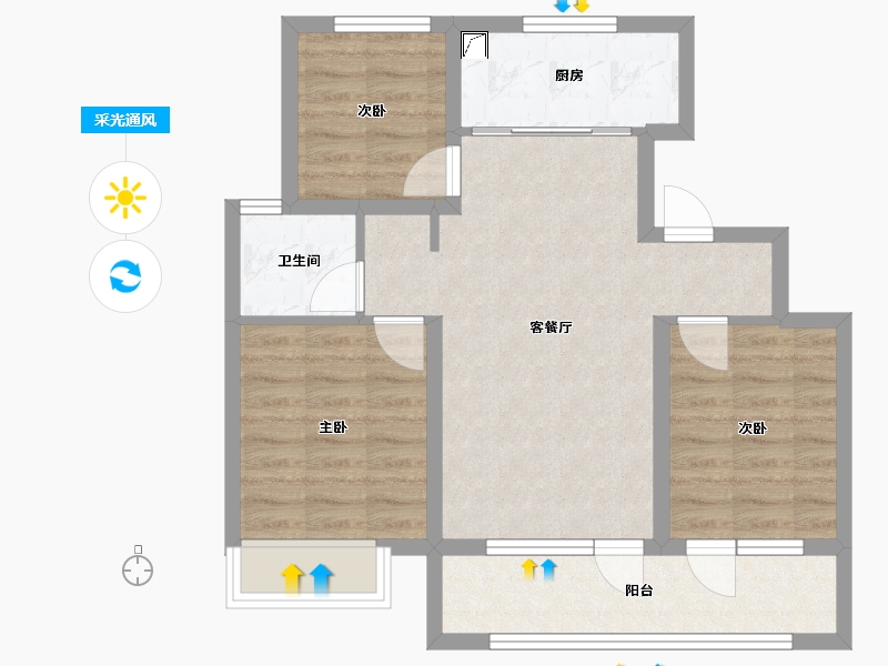 山东省-青岛市-顺城万科海潮云起-72.00-户型库-采光通风