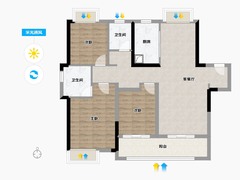 湖北省-武汉市-武汉融创城-92.00-户型库-采光通风