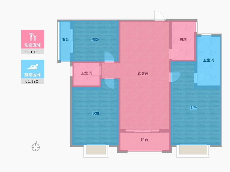 陕西省-榆林市-锦岚佳园-102.75-户型库-动静分区