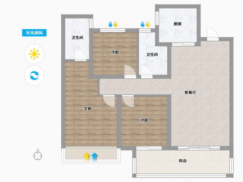 河南省-鹤壁市-建业通和府-91.00-户型库-采光通风