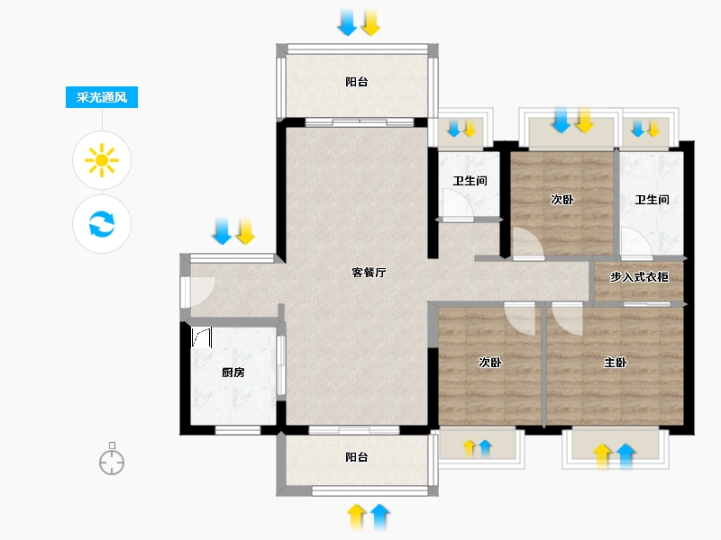 广东省-潮州市-华侨城纯水岸-90.75-户型库-采光通风