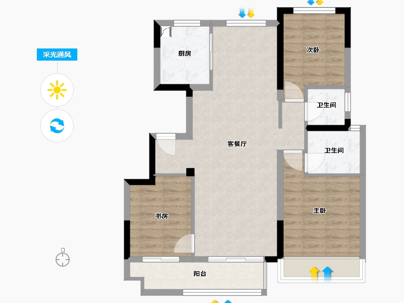 安徽省-阜阳市-鸿樾府-80.00-户型库-采光通风