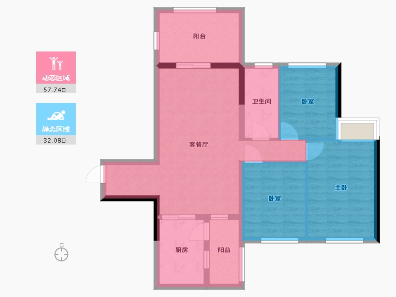 广东省-湛江市-万华城市花园-77.00-户型库-动静分区