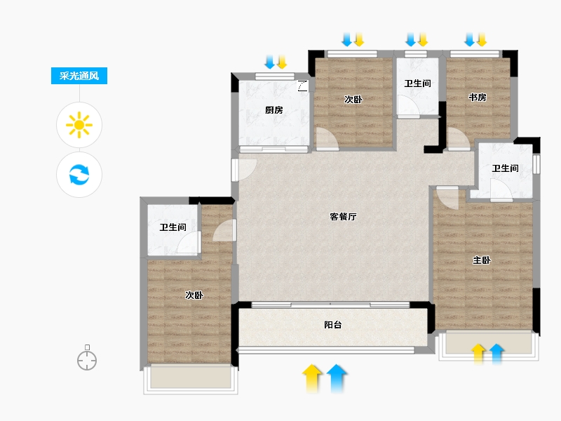 浙江省-杭州市-叠潮雅庭-126.10-户型库-采光通风