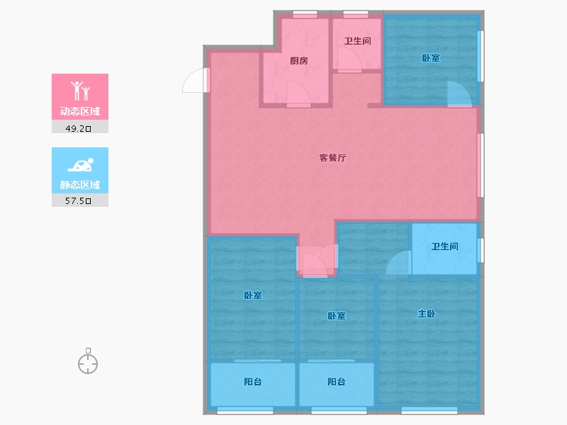 山东省-泰安市-绿地蔚蓝城-89.00-户型库-动静分区