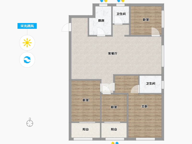 山东省-泰安市-绿地蔚蓝城-89.00-户型库-采光通风