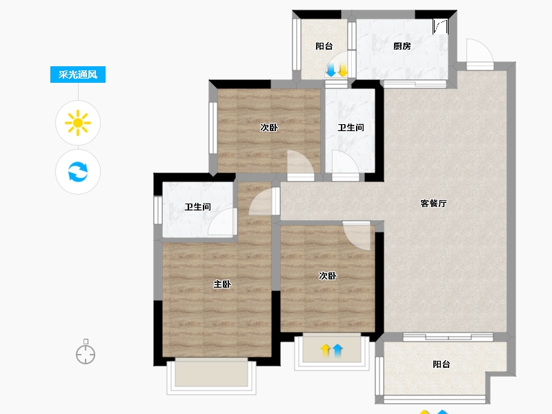 四川省-乐山市-碧桂园青江府-99.00-户型库-采光通风