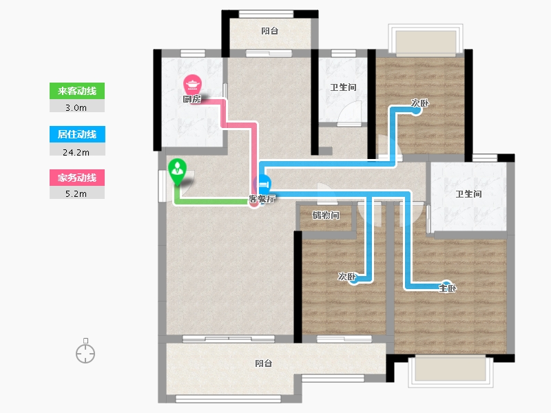 四川省-成都市-城投望江阁伊顿小镇二期-106.61-户型库-动静线