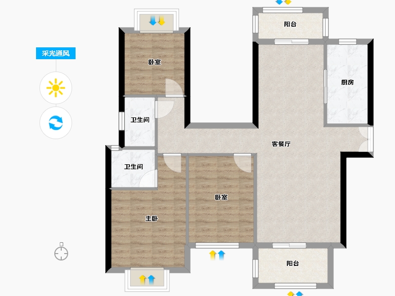 湖南省-永州市-蓝山壹号-98.00-户型库-采光通风