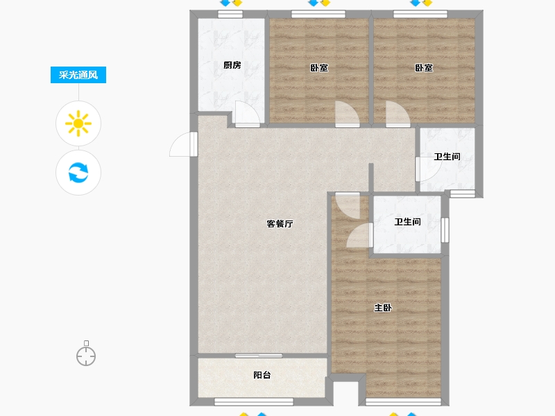 河南省-洛阳市-建业定鼎府三期-92.20-户型库-采光通风