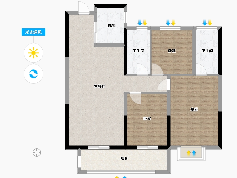 河南省-许昌市-鼎泰壹号院-99.00-户型库-采光通风