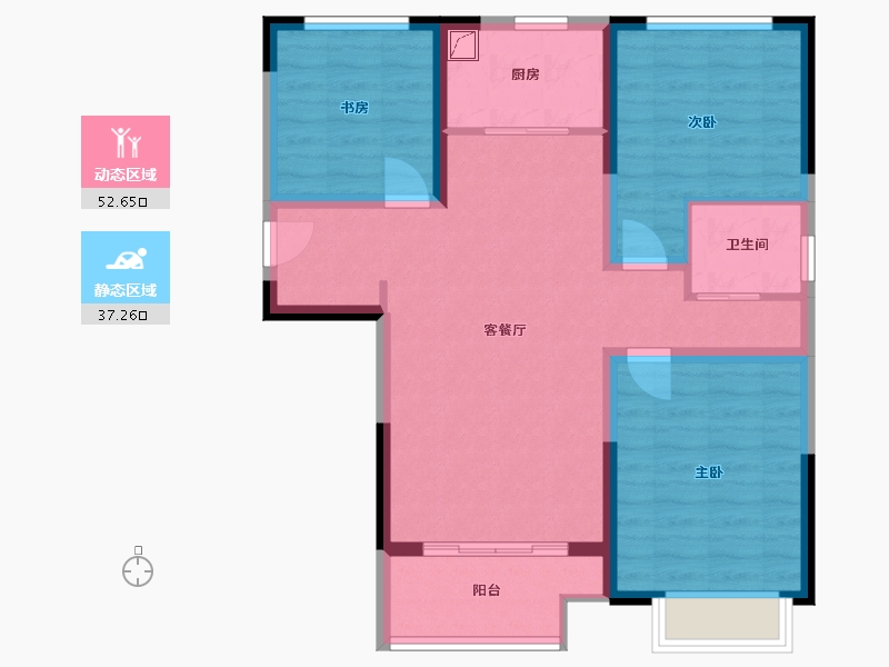 陕西省-宝鸡市-高新隆泰府-80.00-户型库-动静分区