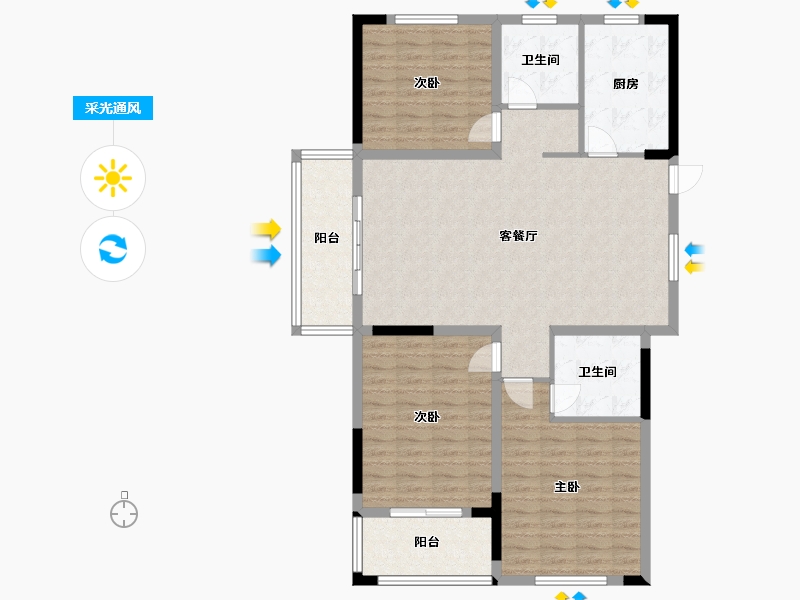 浙江省-绍兴市-全心家园-120.00-户型库-采光通风