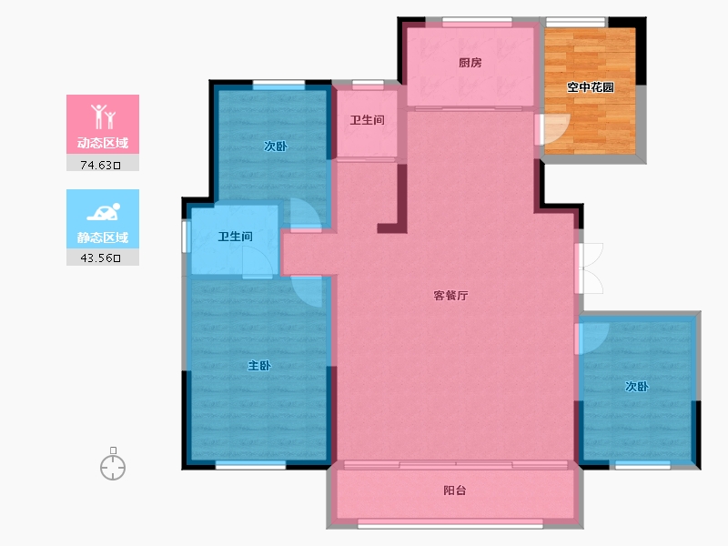 新疆维吾尔自治区-阿克苏地区-建业城-128.51-户型库-动静分区