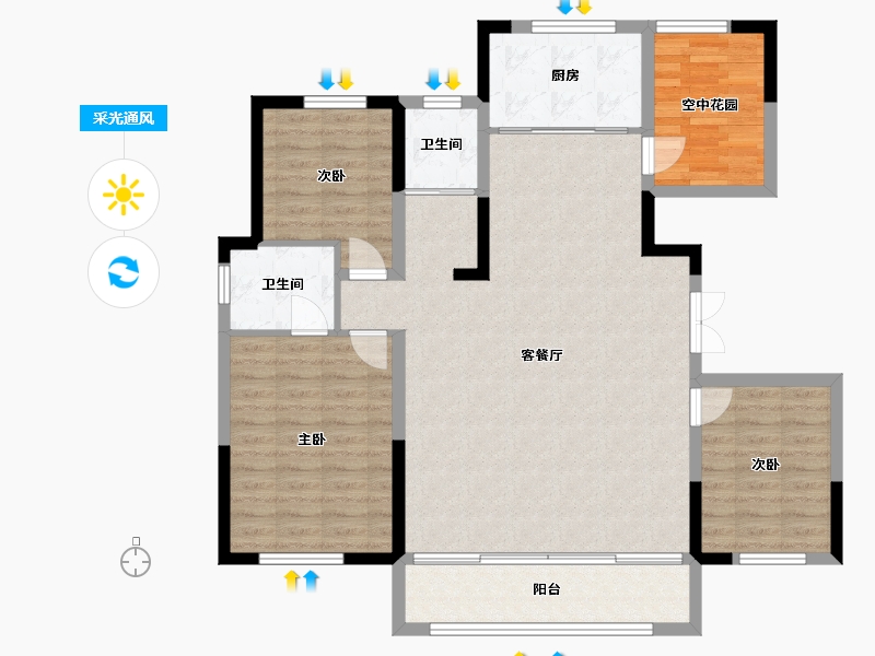 新疆维吾尔自治区-阿克苏地区-建业城-128.51-户型库-采光通风