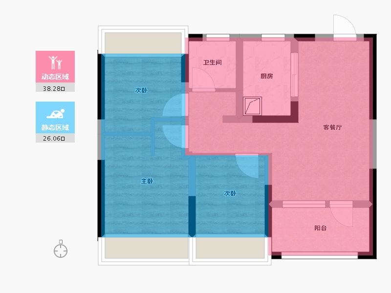 辽宁省-沈阳市-吾悦华府-60.00-户型库-动静分区