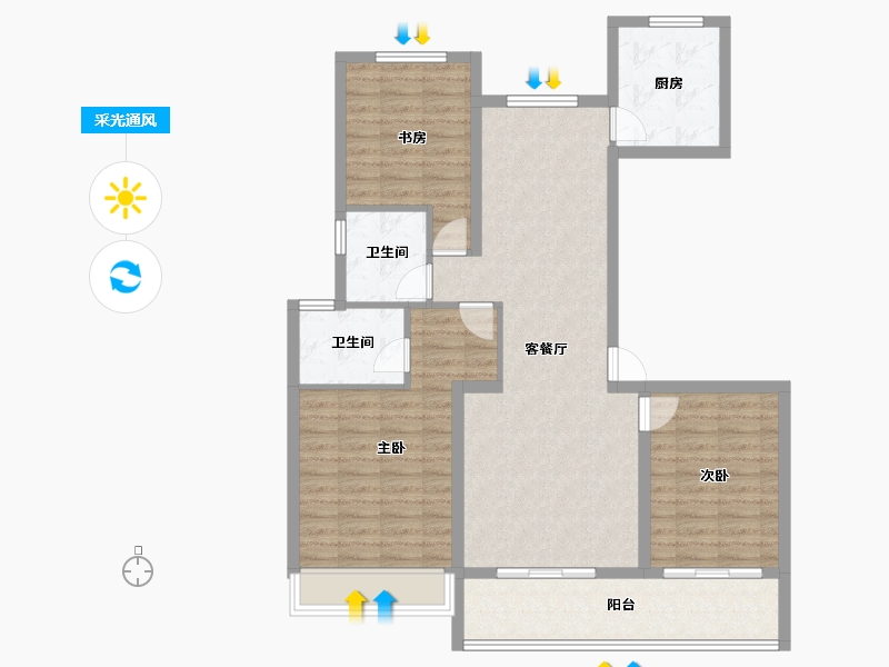 江苏省-常州市-牡丹三江公馆-99.99-户型库-采光通风