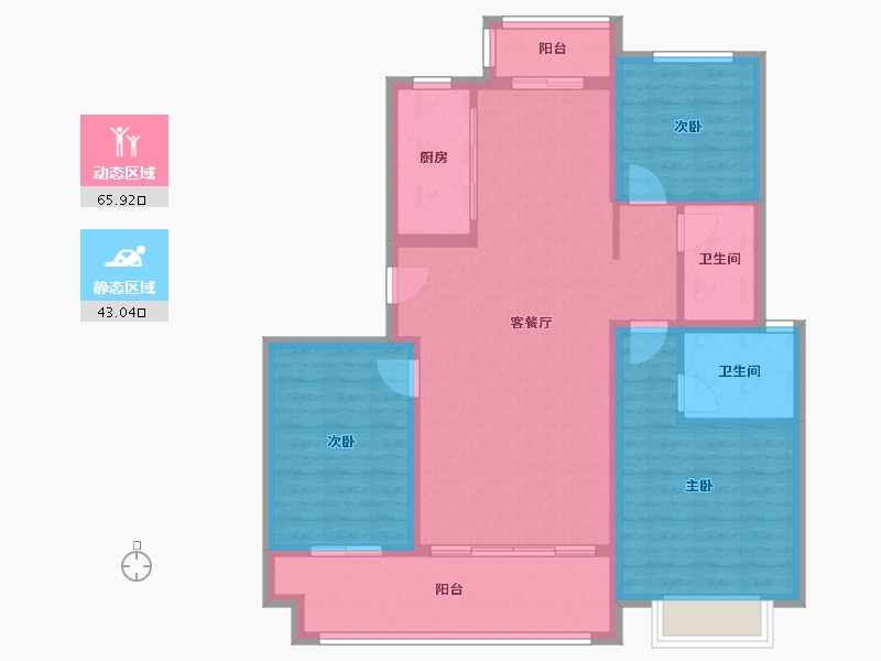 浙江省-宁波市-天璞湾-97.76-户型库-动静分区