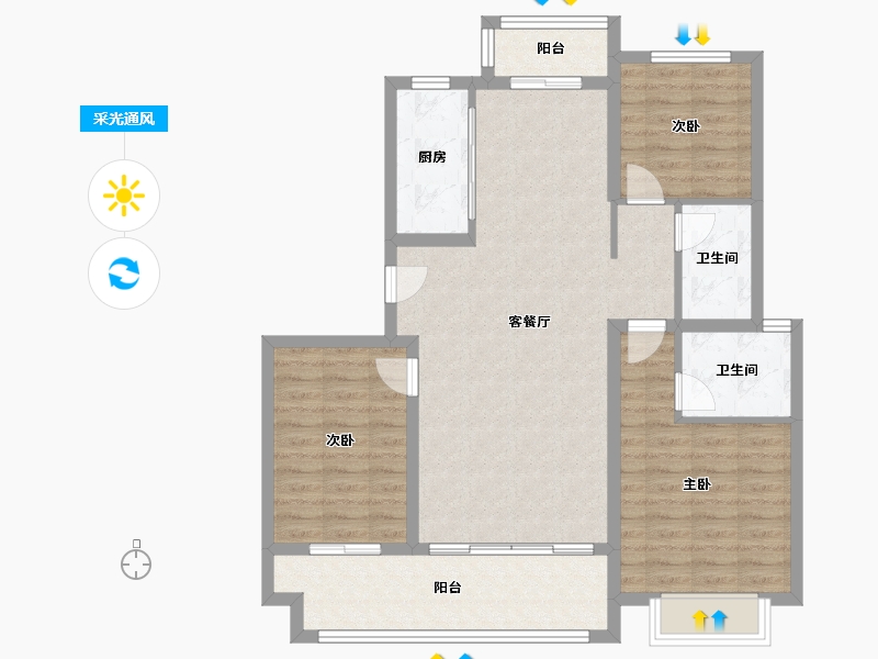 浙江省-宁波市-天璞湾-97.76-户型库-采光通风